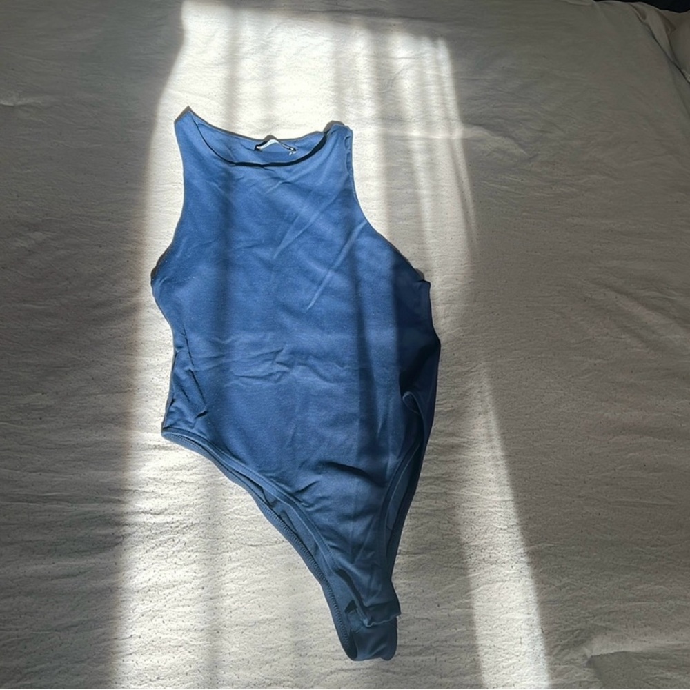Zara Deep Blue Scoop Neck Bodysuit